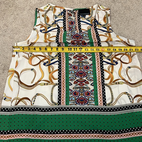 Cynthia Rowley Multi Pattern Green and Gold Graphic Tank Top Size XL - Picture 4 of 6